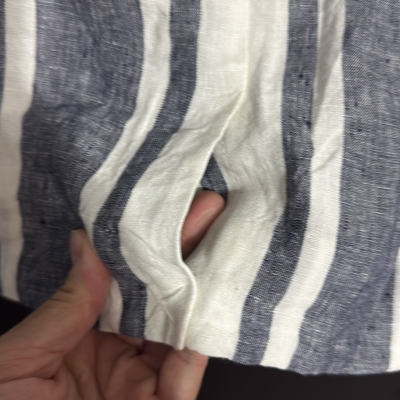 J. Crew Linen Striped Elastic Waist A-line Mini Skirt w/ Pockets Size: M - Picture 4 of 8